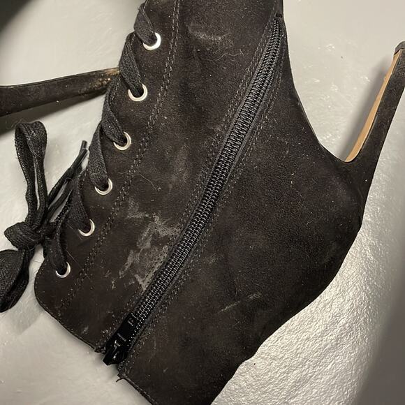 Lace Up Black Heels Size 7.5 - Picture 6 of 6